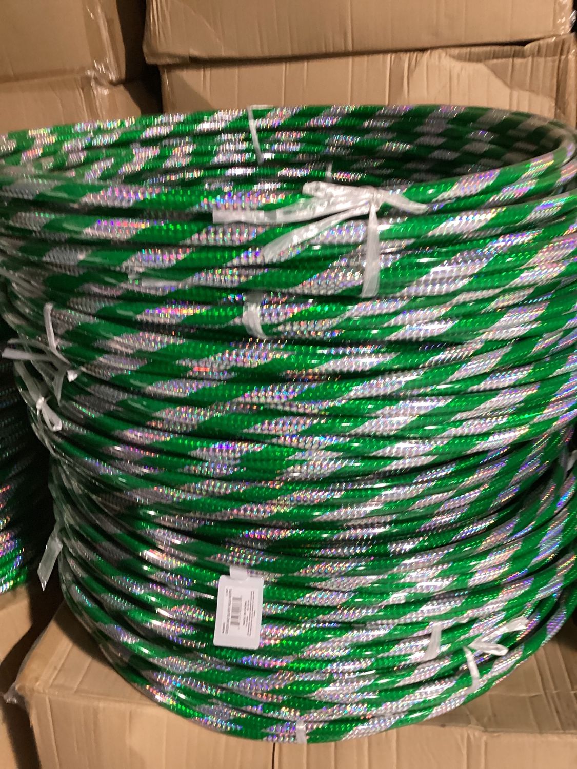 24" Hula Hoop (Dozen), Color: Green and Silver Glittered