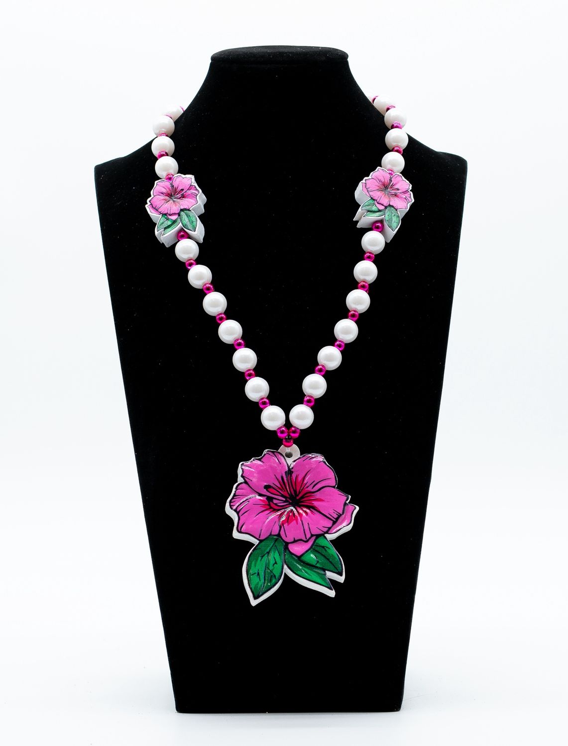 Azalea Bead 40" 12mm Pearl and Hot Pink (Each)