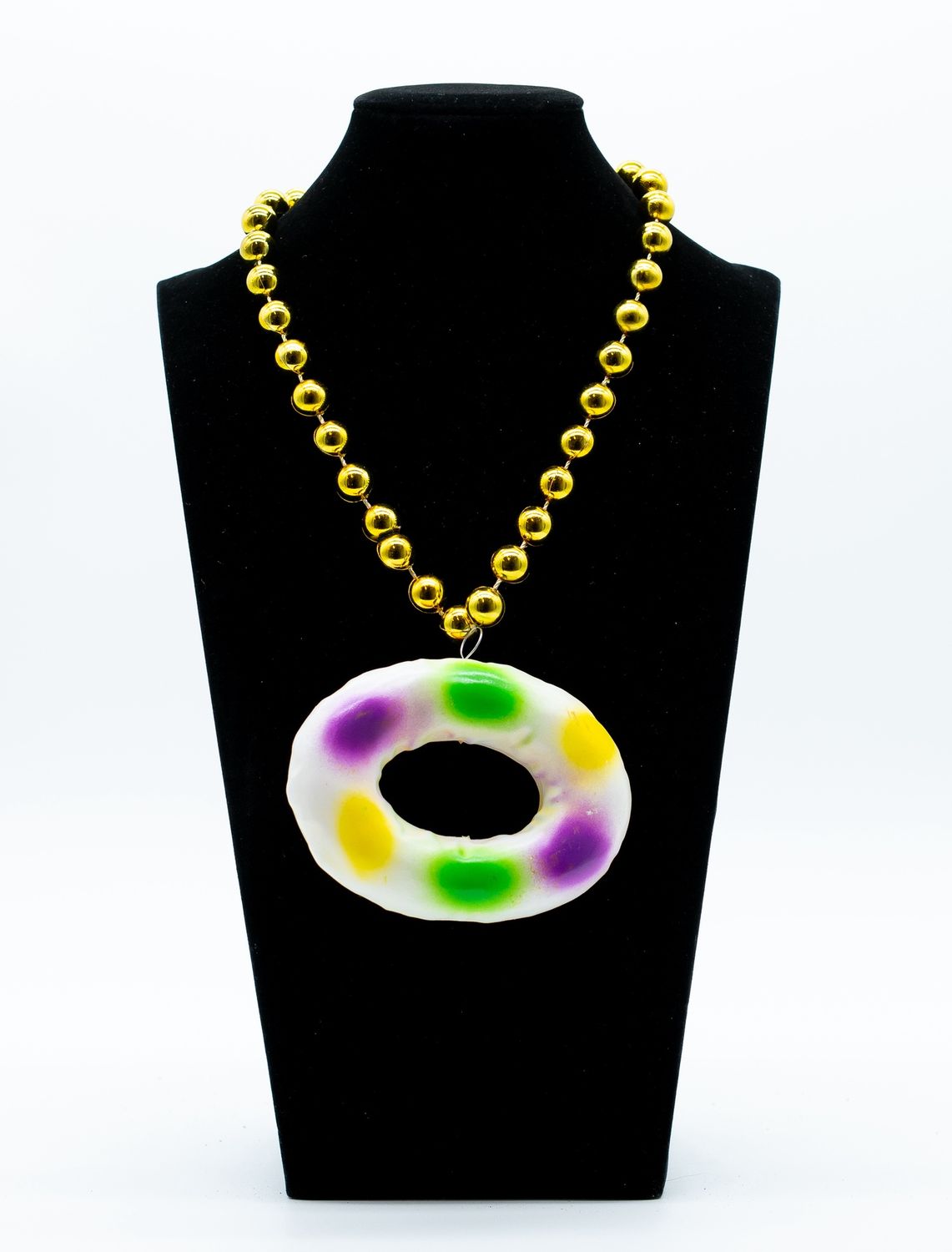 36" 12 MM Purple , Green and Gold Assorted Necklaces King Cake Medallion (Each)