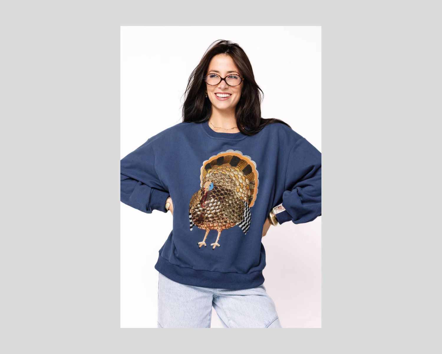 Big Turkey Sweatshirt, Color: Navy, Size: XS