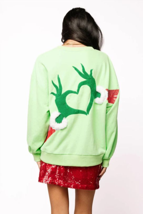 Green Grinch Heart Hands Sweatshirt