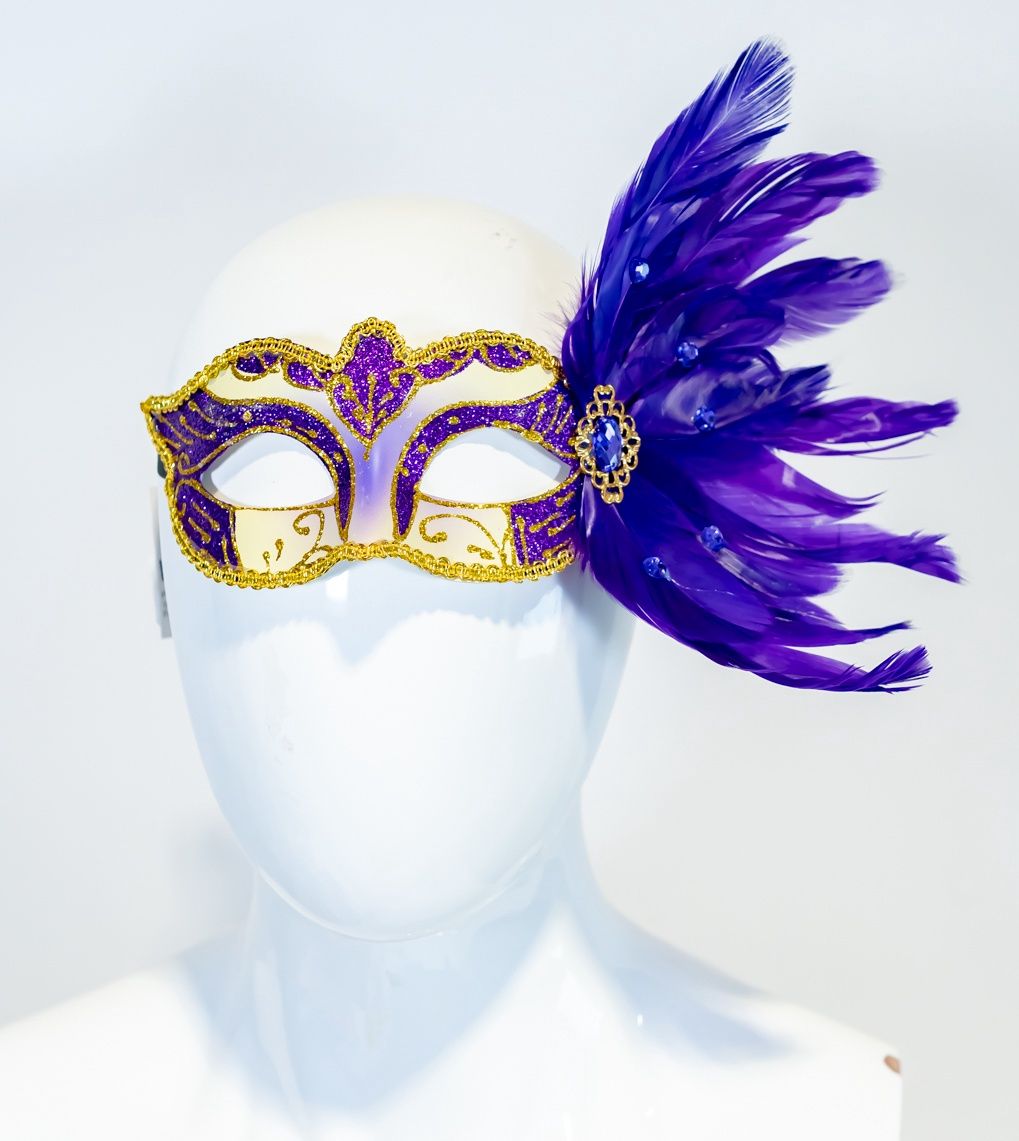 Purple Eye Mask W/ Purple Side Feathers