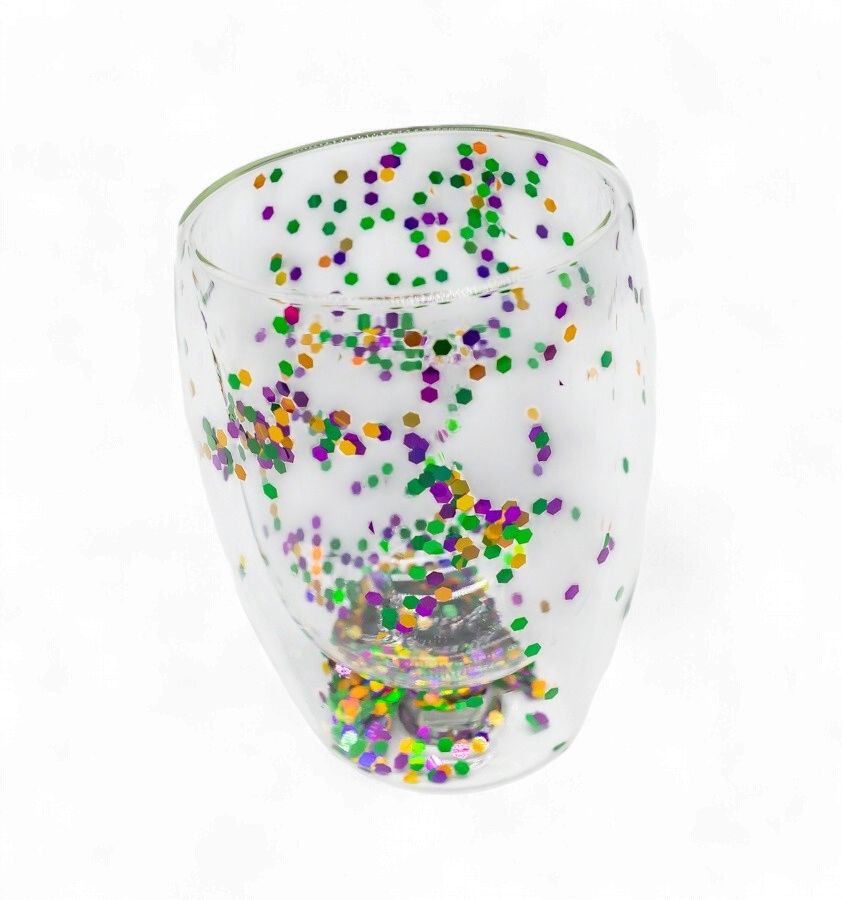12 oz Clear Plastic Cup w Glitter Inside Walls