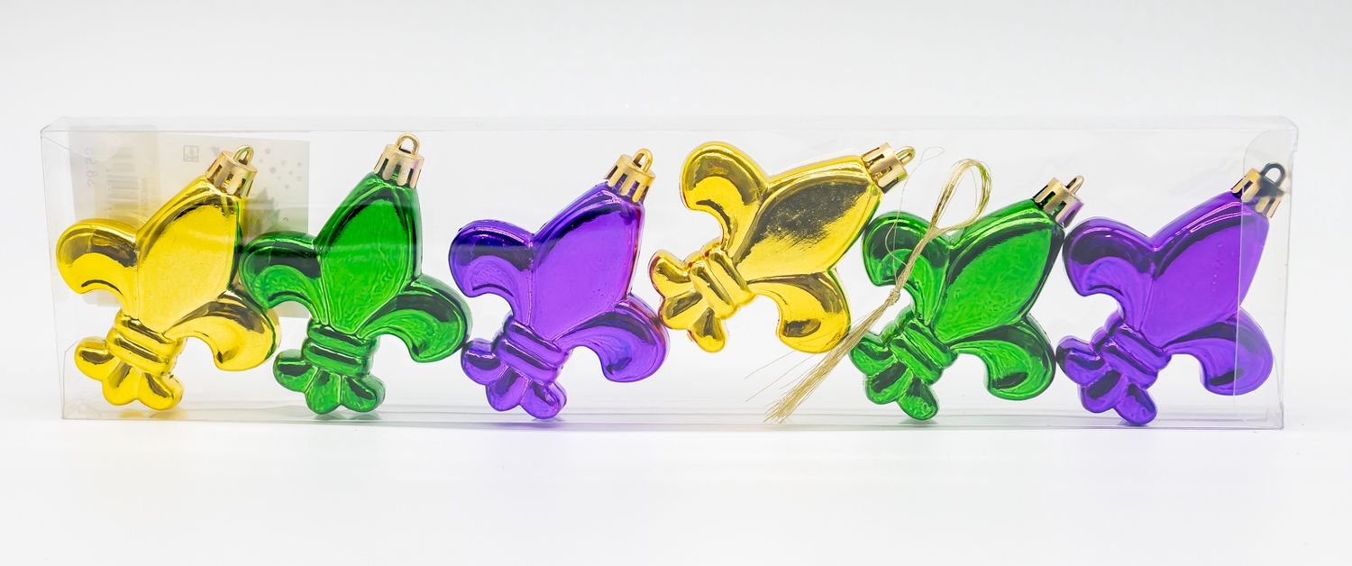 Bx of 6 Assorted 3"FLeur De Lis Ornaments