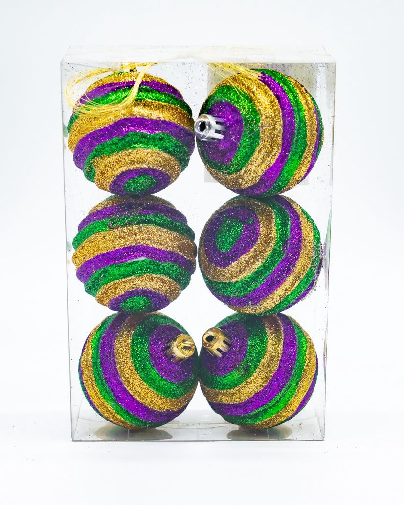 Box of 6 2.5" More Striped Ornaments