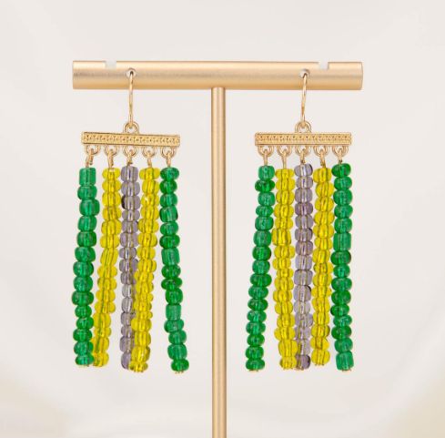 Carnival Earrings Purple/ Green/Yellow 2"