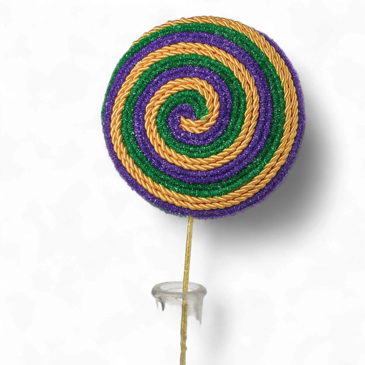 20" Rope Stripe Lollipop Pick: Mardi Gras