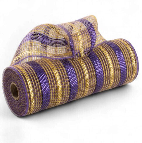 10" Poly Faux Jute Metallic Mesh: Yellow &amp; Purple