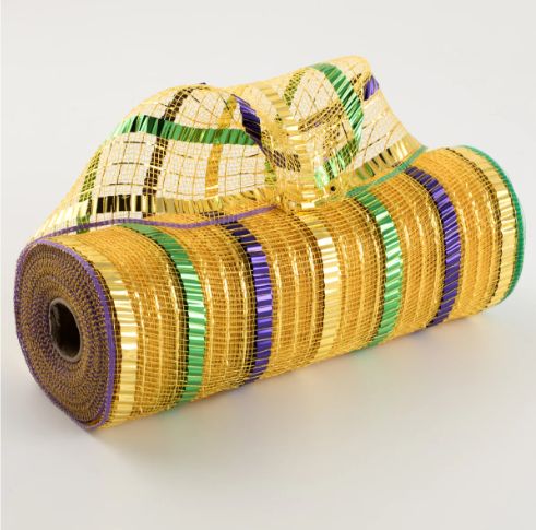 10" XL Wide Foil Stripe Mesh: Mardi Gras
