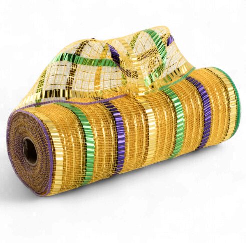 10" XL Wide Foil Stripe Mesh: Mardi Gras