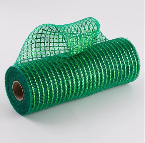 10" Wide Weave Metallic Mesh: Emerald