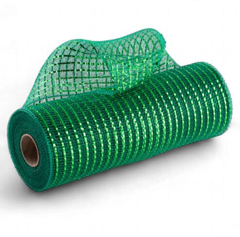 10" Wide Weave Metallic Mesh: Emerald