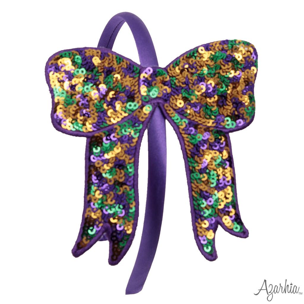 Mardi Gras Beads and Bow Sequin Lavender Holly