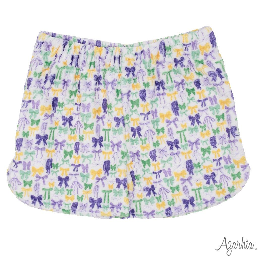 Mardi Gras Bows Fuzzy Short