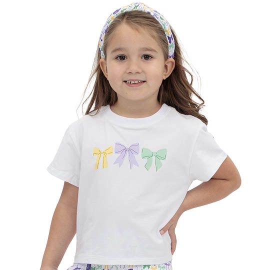 Mardi Gras Bows Screen Print White Boxy