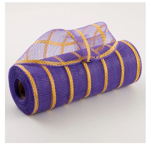 10" Vertical Wide Stripe Mesh: Purple &amp; Yellow