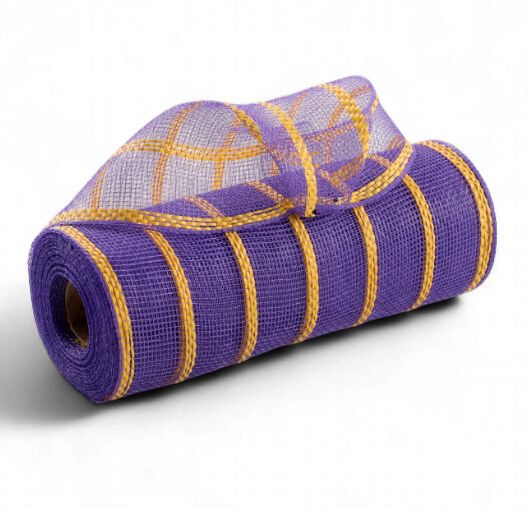 10" Vertical Wide Stripe Mesh: Purple &amp; Yellow