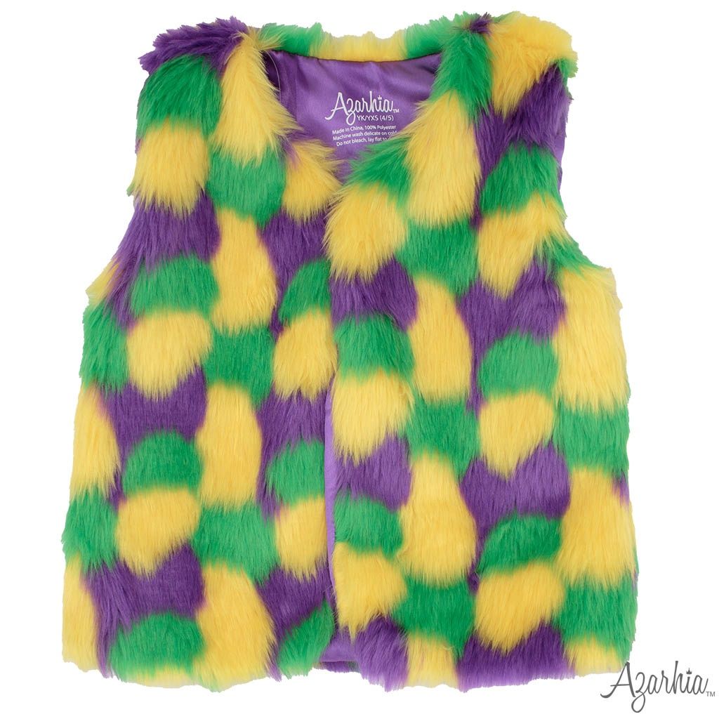 Mardi Gras Faux Fur Vest
