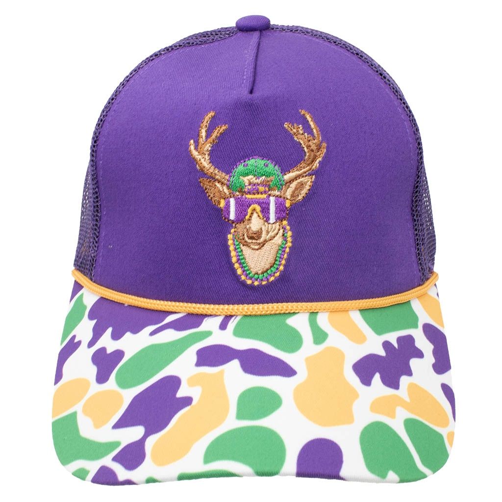 Camo Rope Trucker Embroidered Deer Mardi Gras