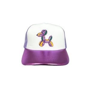 Mardi Gras Balloon Dog Lavender Metallic Trucker