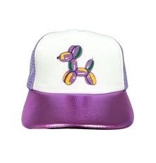 Mardi Gras Balloon Dog Lavender Metallic Trucker
