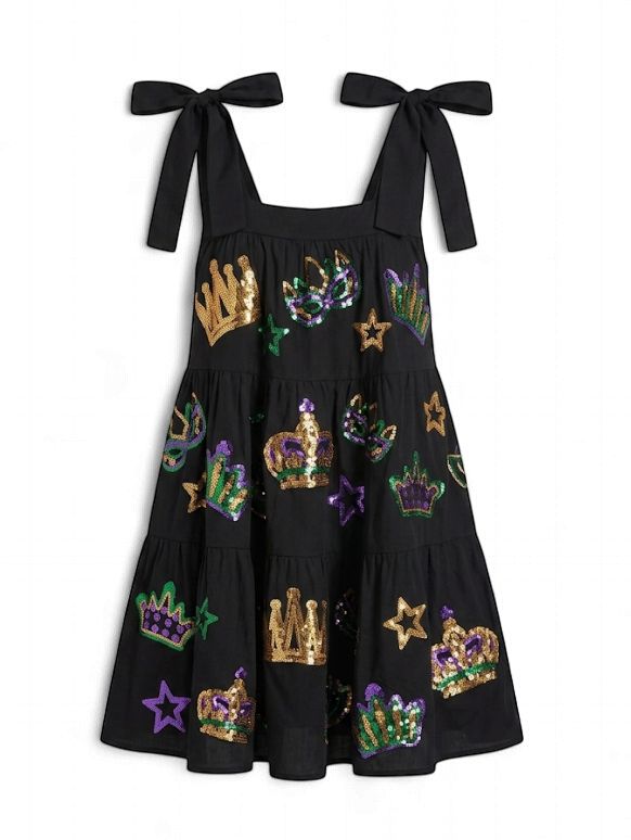 Adult Crowns and Masks Viscose Dress - Black