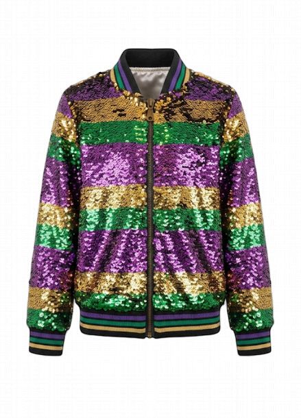 Sequin Jacket Purple, Green, and Gold Adult Striped with Pockets