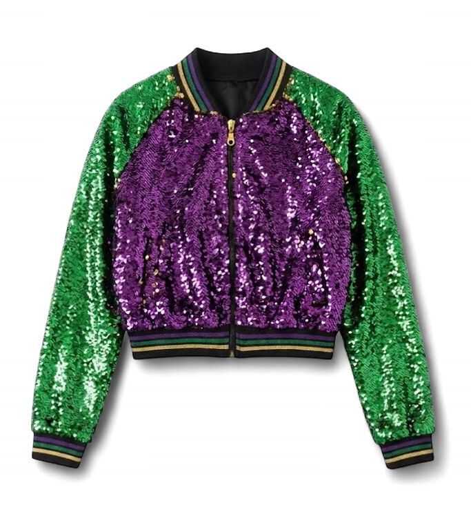 Sequin Jacket Purple, Green, and Gold Cropped Adult Classic