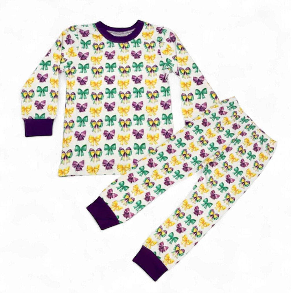 Children's Mardi Gras Bow Pajamas