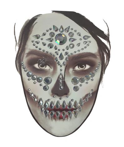 Sliver Skull Stick on Face Gems (Each)