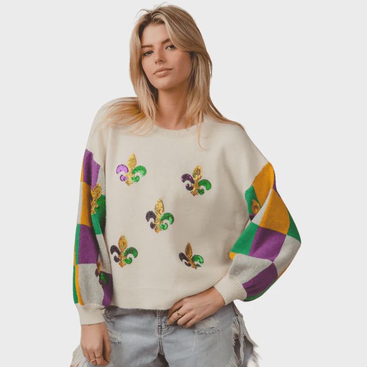 MG SEQUIN CHECKERED SS SWEATER