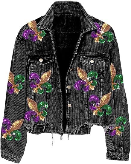 CORDUROY JACKET WITH SEQUIN MG MASK
