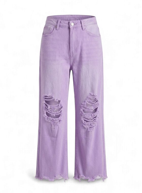 Lavender Distressed Ripped Jeans