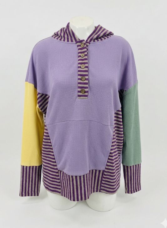 Lavender Kangaroo Pocket Hooded Sweater