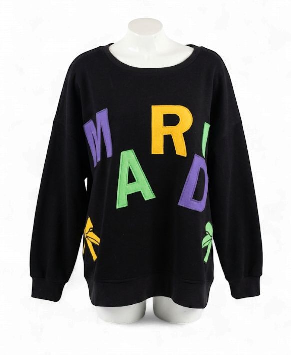 Mardi Gras Patches Long Sleeve Sweater