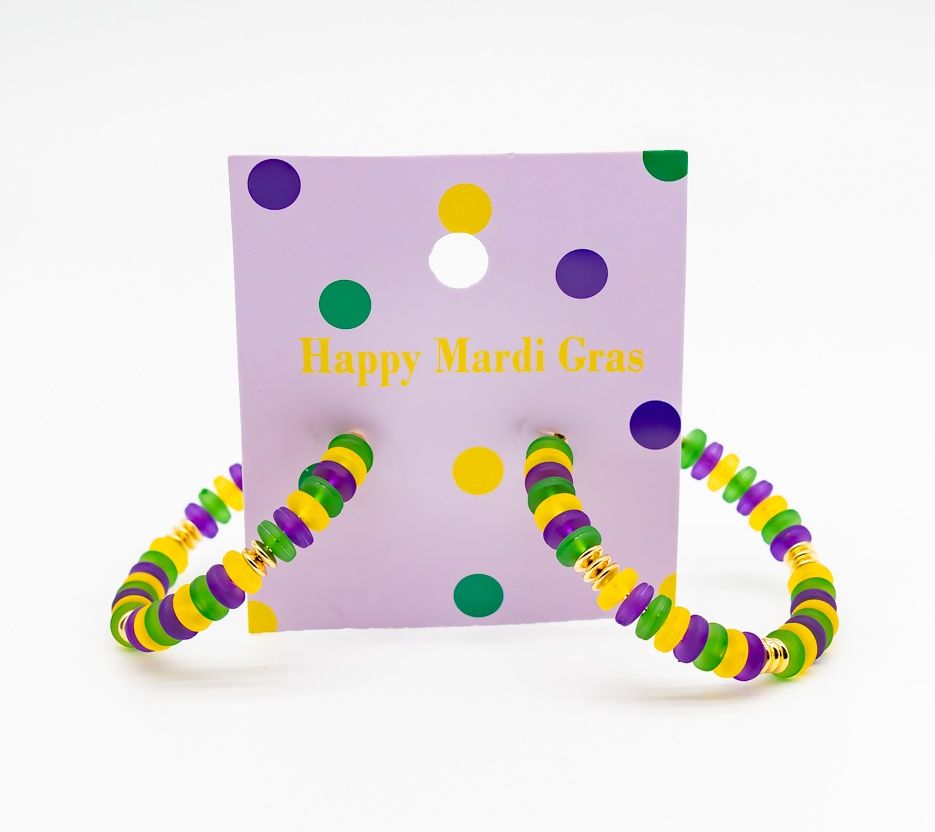 MARDI GRAS HOOP EARRINGS