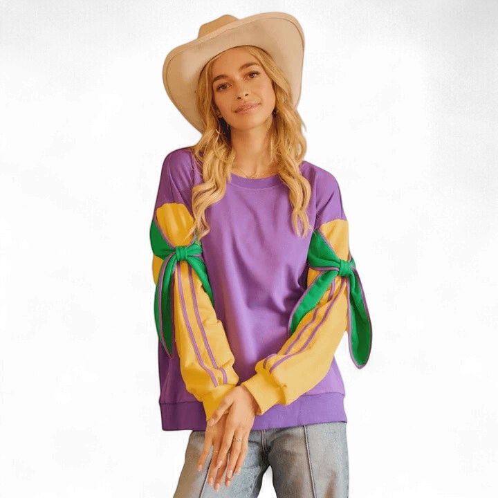 Mardi Gras Bow French Terry Sweatshirt