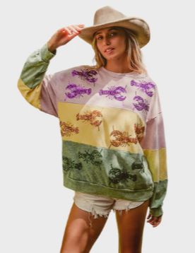 Mardi Gras Crawfish Sequin Sweatshirt