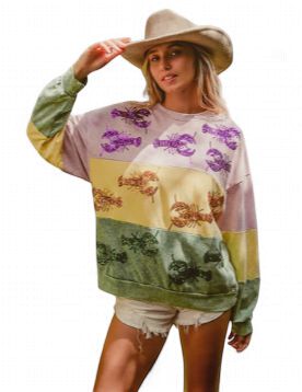 Mardi Gras Crawfish Sequin Sweatshirt