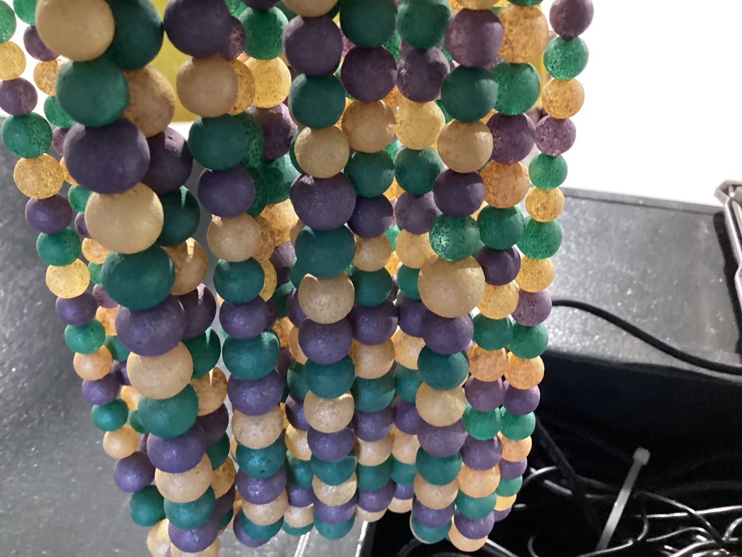 27" Purple, Gold &amp; Green Glass Bead Necklace single