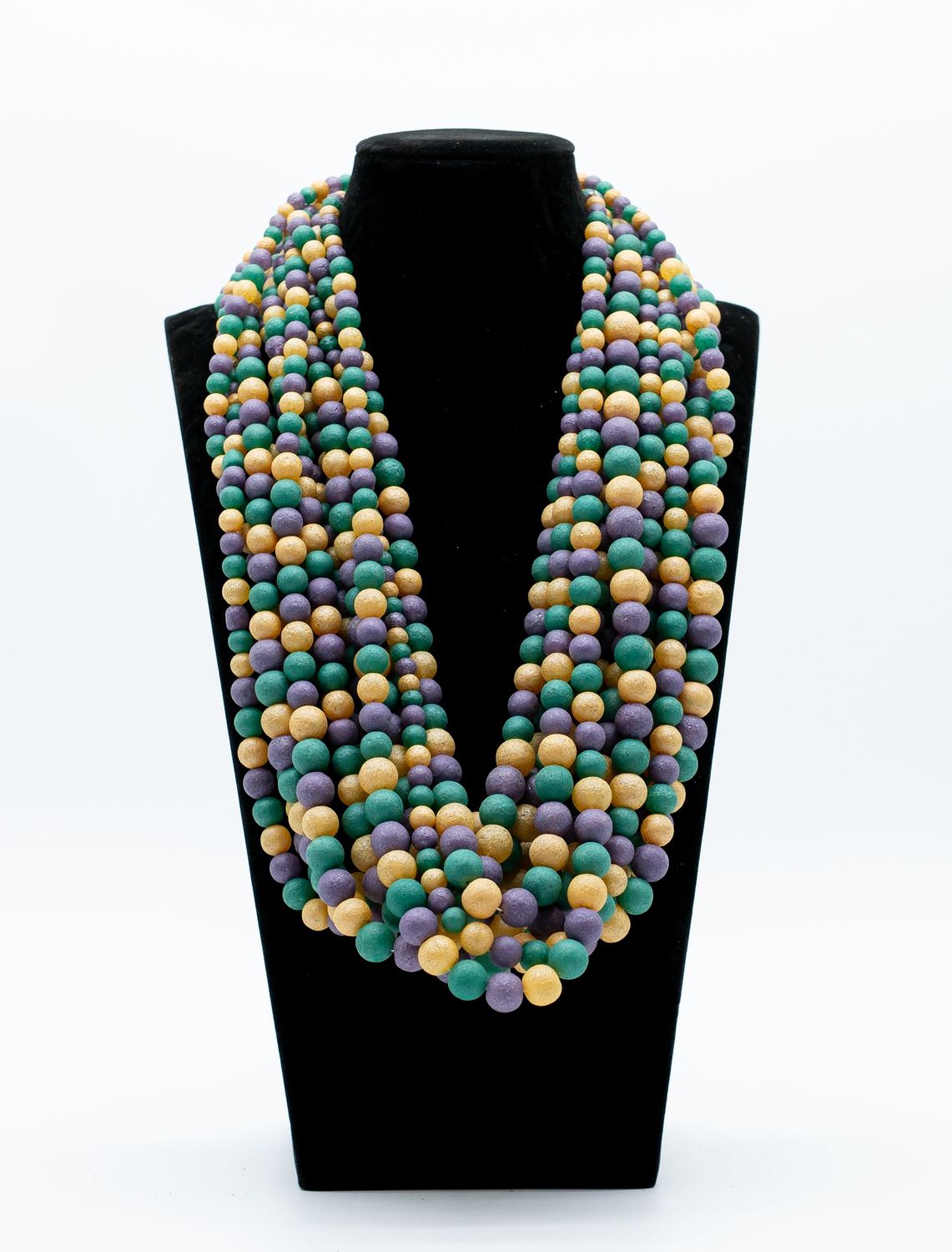 27" Purple, Gold &amp; Green Glass Bead Necklace (Dozen)