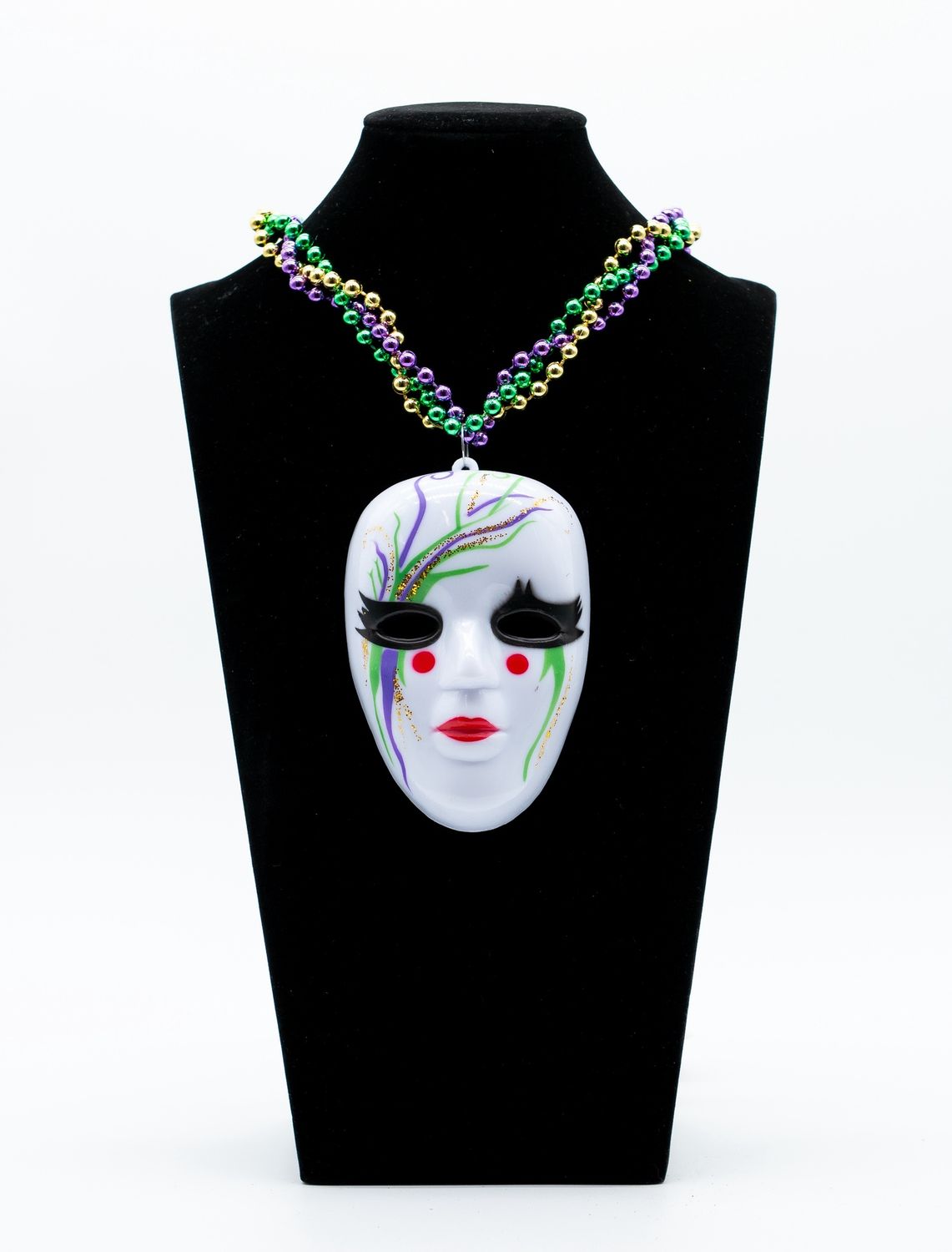 33" 6MM PGG BRAIDED W/PAINTED MASK BEAD 6PC