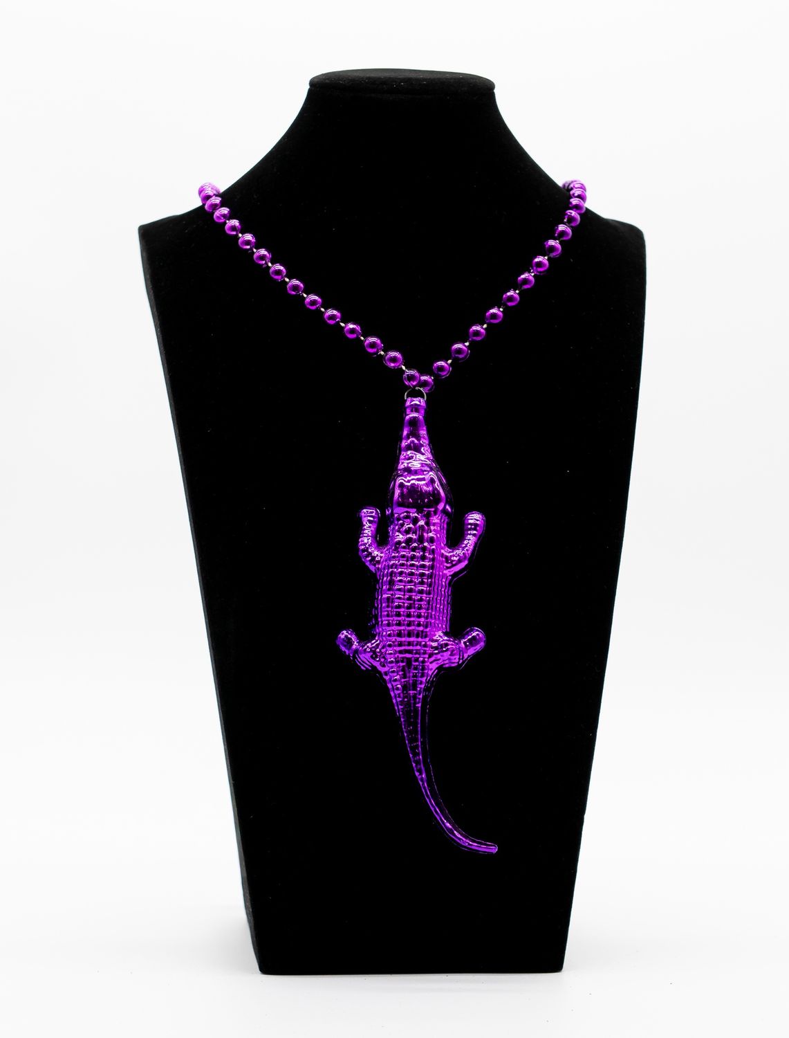 33" 7.5mm Necklace with Blow Mold Alligator - Purple (Dozen)