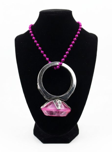 33" 7mm Hot Pink Jumbo Diamond Ring Necklace single