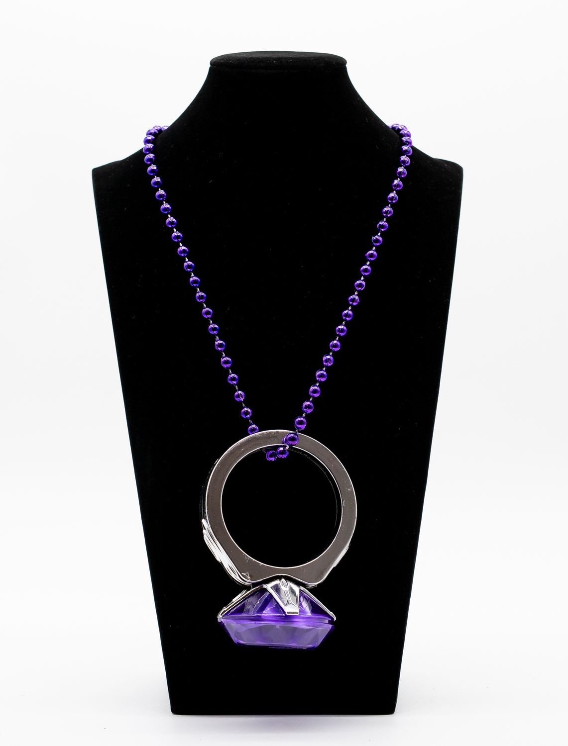 33" 7mm Purple, Green and Gold Jumbo Diamond Ring Necklace single