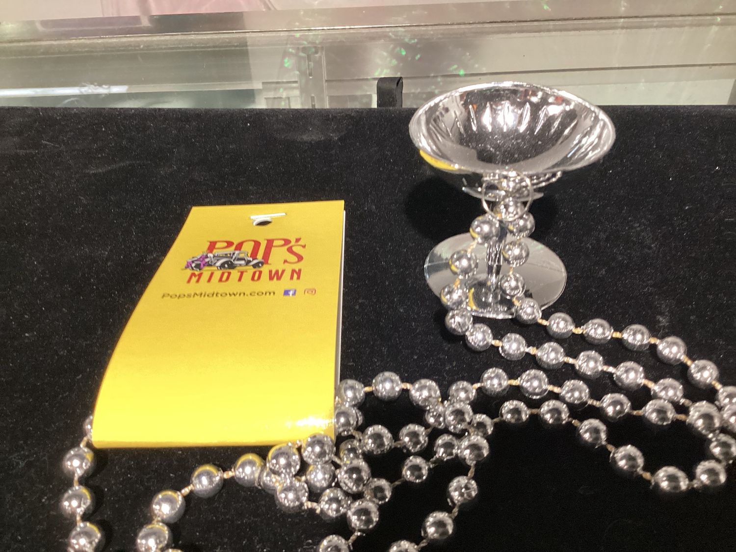 33" Silver Champagne Glass Mardi Gras Beads single