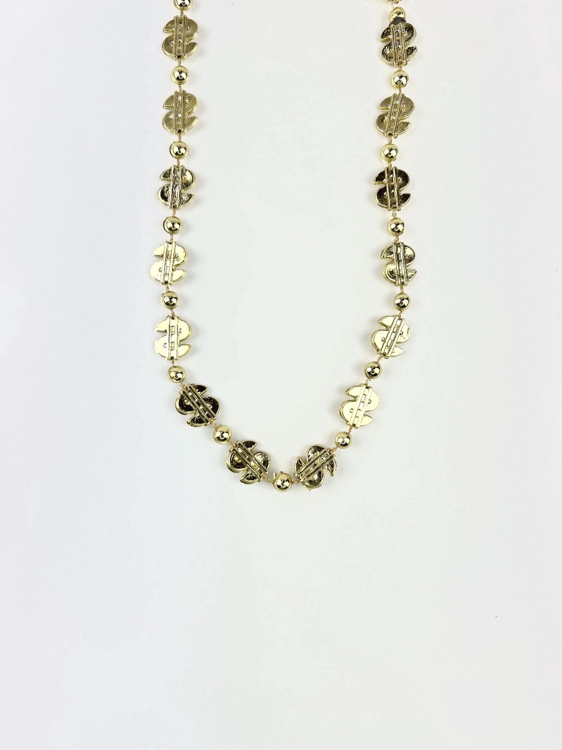 36" Dollar Sign Bead Necklace - Assorted Gold and Silver single