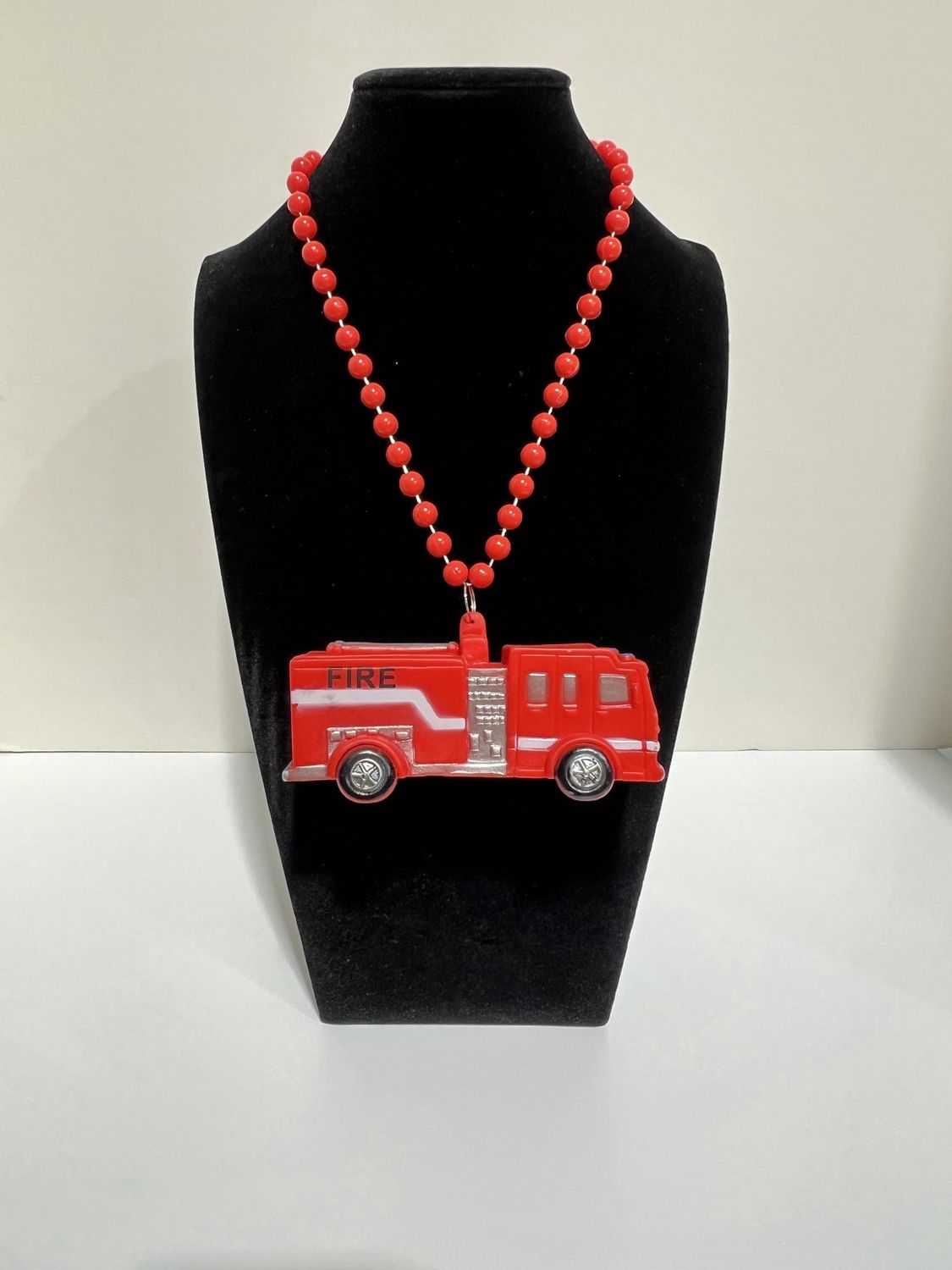 40" Rubber Firetruck Medallion Necklace single