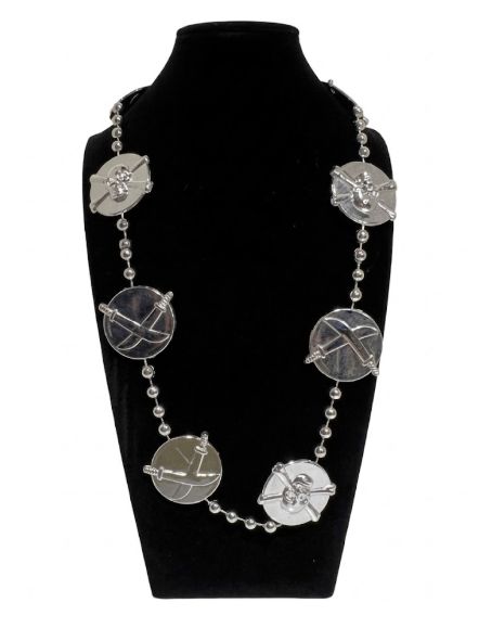 40" Skull and Sword Medallion Mardi Gras Beads (Dozen)