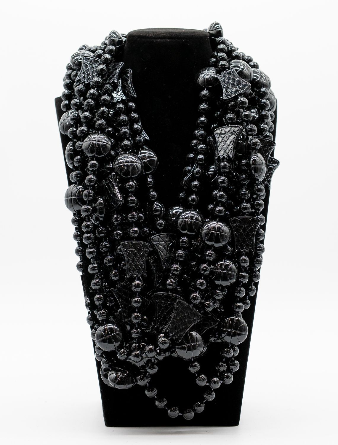 36" Black Basketball Bead Necklace (Dozen)